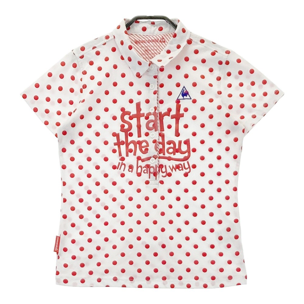 LECOQ GOLF ルコックゴルフ 半袖ポロシャツ ドット柄 ホワイト系 M 【中古】ゴルフウェア レディース