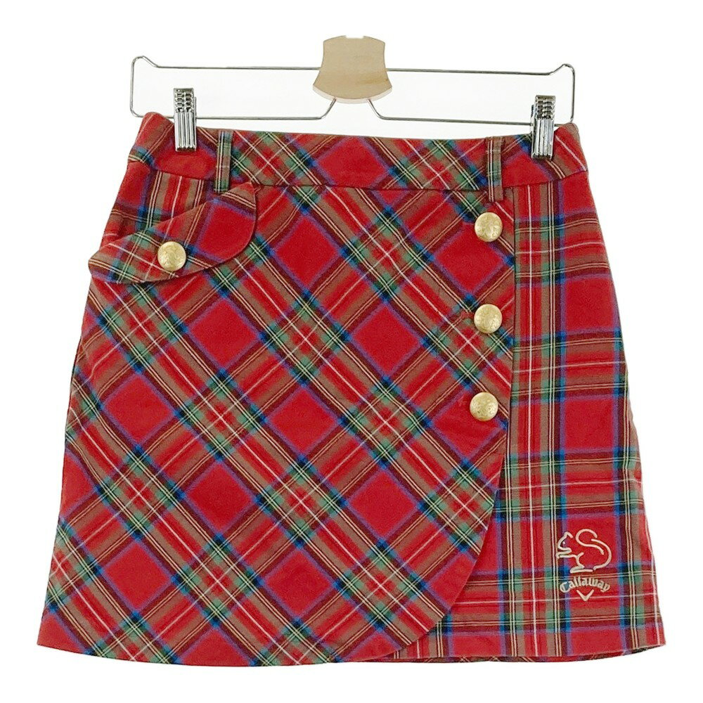 CALLAWAY キャロウェイ ストレッチスカート チェック柄 レッド系 M 【中古】ゴルフウェア レディース