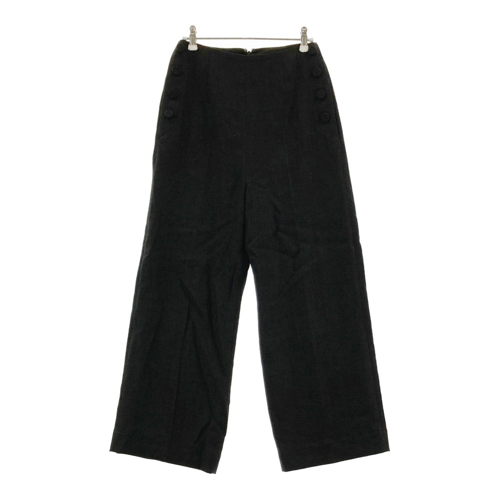 BORDERS at BALCONY ボーダーズ アット バルコニー BD2211-3G-23 LINEN WIDE PANTS リネンワイドパンツ ブラック系 36 【中古】レディ..