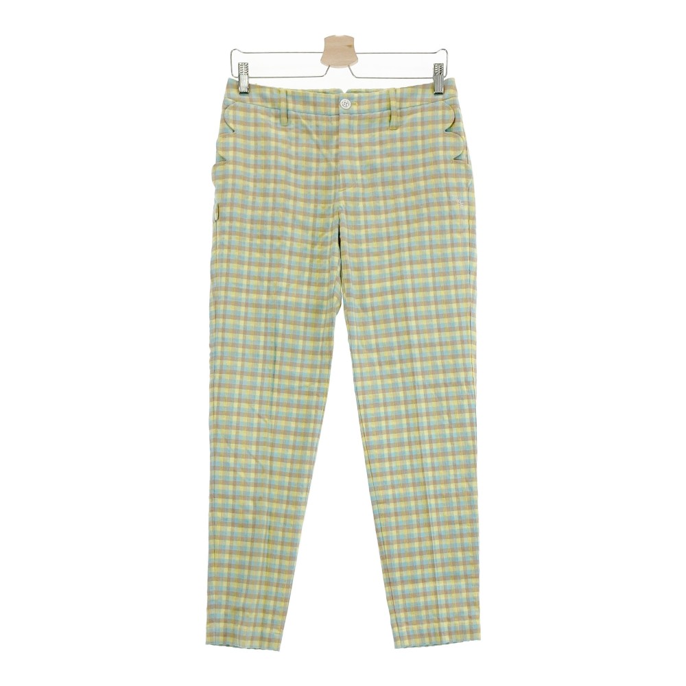 MASTER BUNNY EDITION マスターバニーエディション ロングパンツ チェック柄 イエロー系 2 【中古】ゴルフウェア レディース