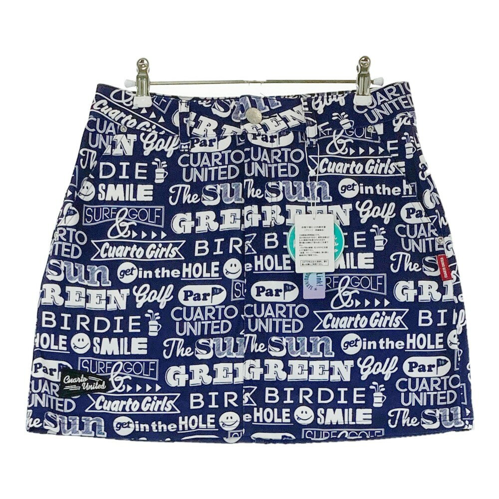 CUARTO UNITED クアルトユナイテッド ストレッチスカート 総柄 ネイビー系 L 【中古】ゴルフウェア レ..