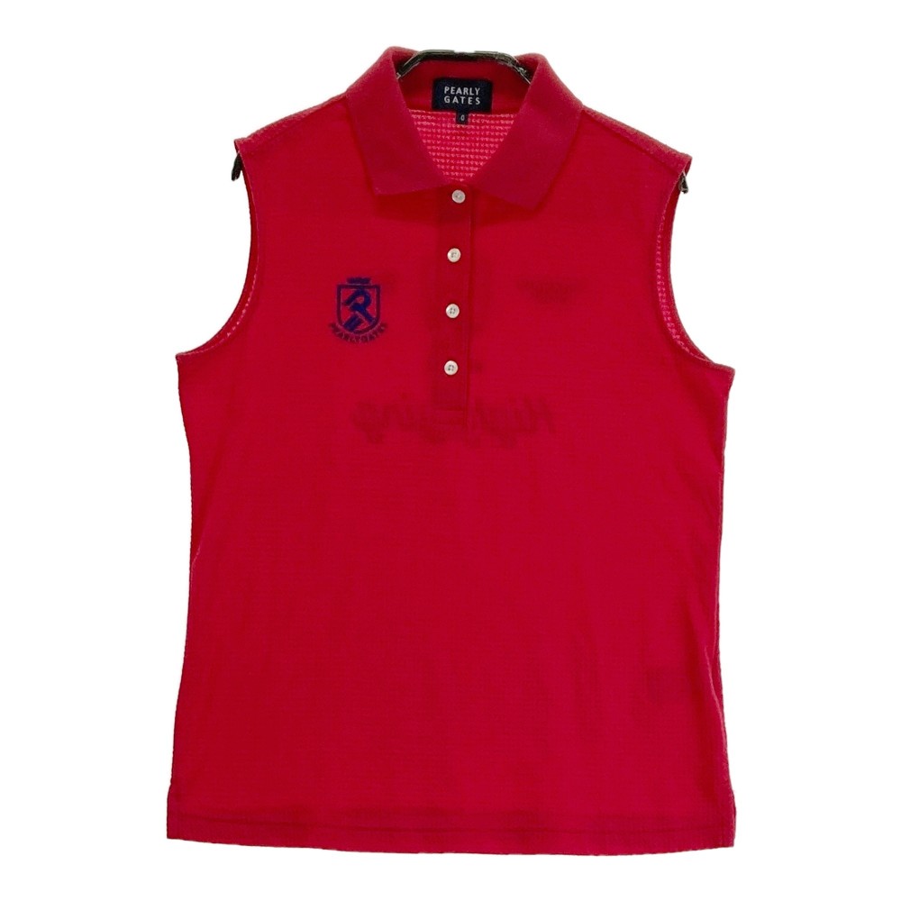 PEARLY GATES パーリーゲイツ ノースリーブポロシャツ レッド系 0 【中古】ゴルフウェア レディース