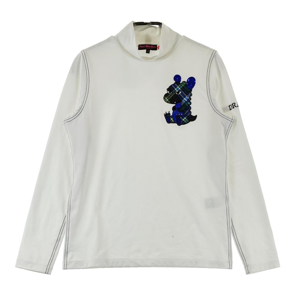 DANCE WITH DRAGON ダンスウィズドラゴン ハイネック長袖Tシャツ チビドラ ホワイト系 2 【中古】ゴルフウェア レディース