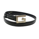 GUCCI グッチ 037 194 0969 細ベルト Gバックル ブラック系 60・24 【中古】レディース