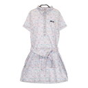 FILA GOLF フィラゴルフ 半袖ワンピース 小花 総柄 ホワイト系 L 【中古】ゴルフウェア レディース