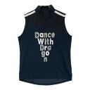 DANCE WITH DRAGON ダンスウィズドラゴン ノースリーブシャツ 刺繍　ロゴ ブラック系 3 【中古】ゴルフウェア レディース その1