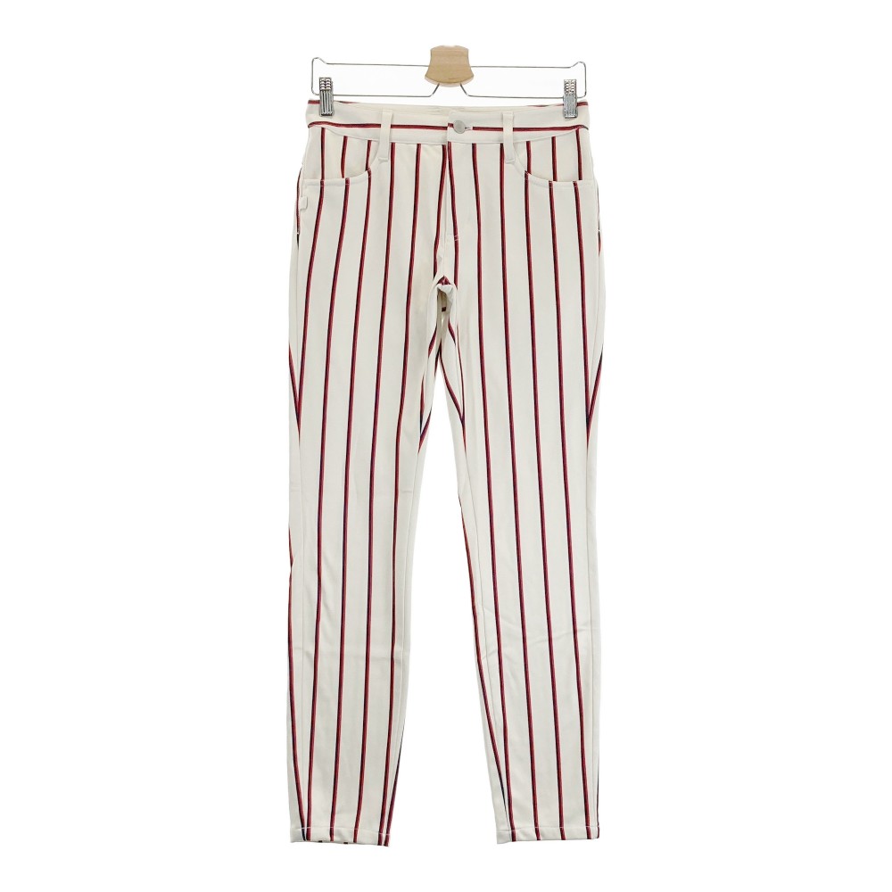JACK BUNNY ジャックバニー ストレッチパンツ ストライプ柄 ホワイト系 1 【中古】ゴルフウェア レディース
