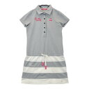 LECOQ GOLF ルコックゴルフ QGL1955 半袖ポロ ワンピース ボーダー柄 グレー系 M 【中古】ゴルフウェア レディース