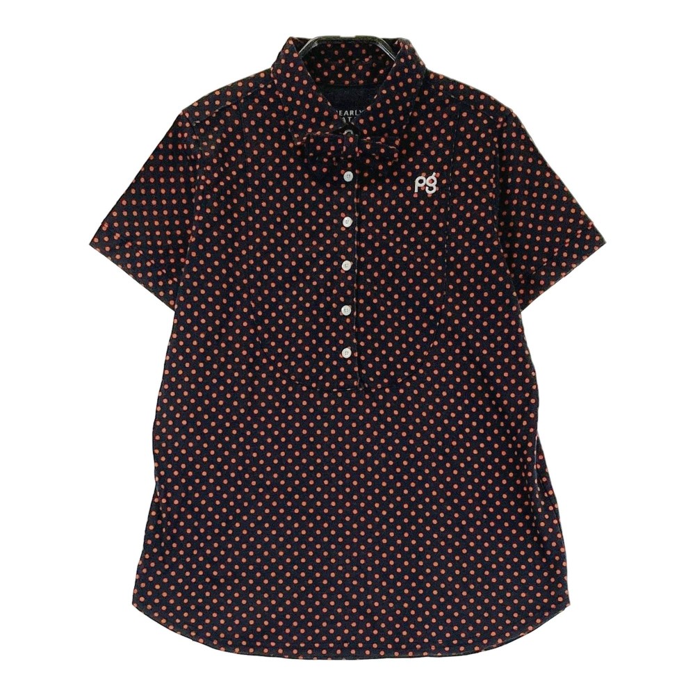 PEARLY GATES パーリーゲイツ 055-260843 半袖 ポロシャツ ドット柄 ブラック系 0 【中古】ゴルフウェア レディース