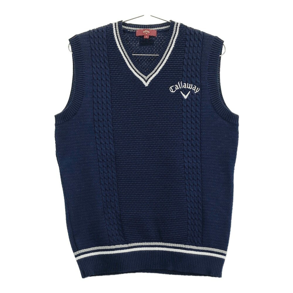 CALLAWAY キャロウェイ レッドレーベル Vネック ニットベスト ネイビー系 L 【中古】ゴルフウェア レディース