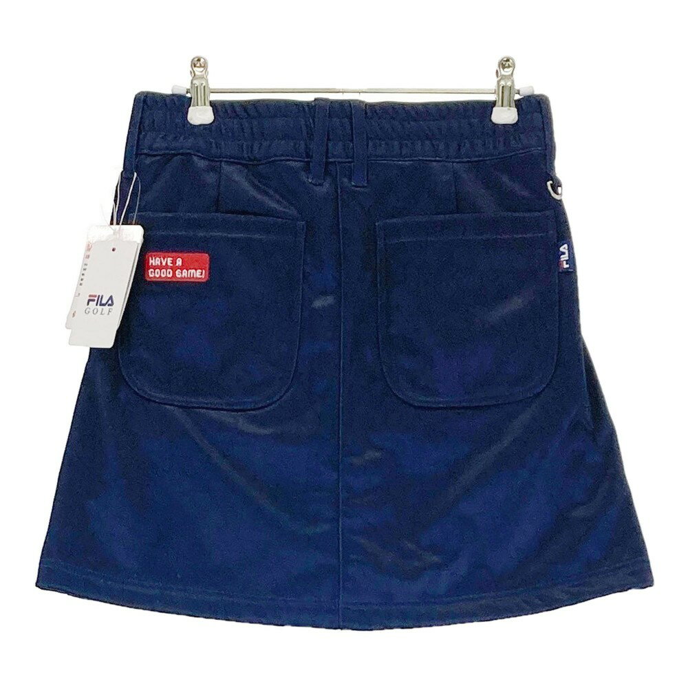 FILA GOLF フィラゴルフ KE4CL320D 裏起毛 スカート 総柄 ネイビー系 M 【中古】ゴルフウェア レディース