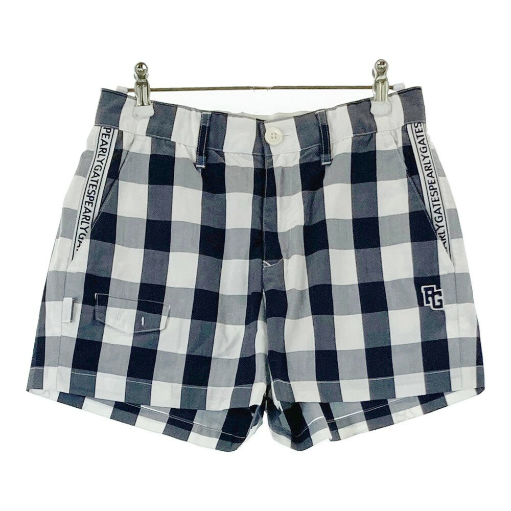 PEARLY GATES パーリーゲイツ 055-9132508 30周年 ショートパンツ チェック柄 ネイビー系 00 【中古】ゴルフウェア レディース