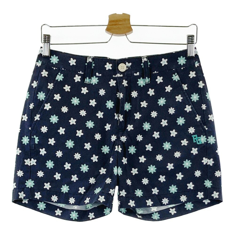 PEARLY GATES パーリーゲイツ ストレッチ ショートパンツ 花 総柄 ネイビー系 0 【中古】ゴルフウェア ..