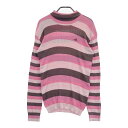 ADIDAS GOLF アディダスゴルフ ニット タートルネック 長袖ワンピース ボーダー柄 ピンク系 M 【中古】ゴルフウェア レディース