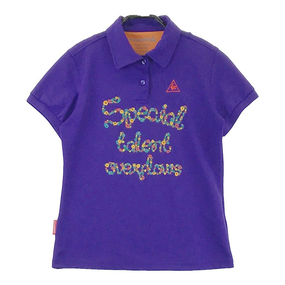 LECOQ GOLF ルコックゴルフ QGL2524 半袖 ポロシャツ 花柄 パープル系 M 【中古】ゴルフウェア レディース