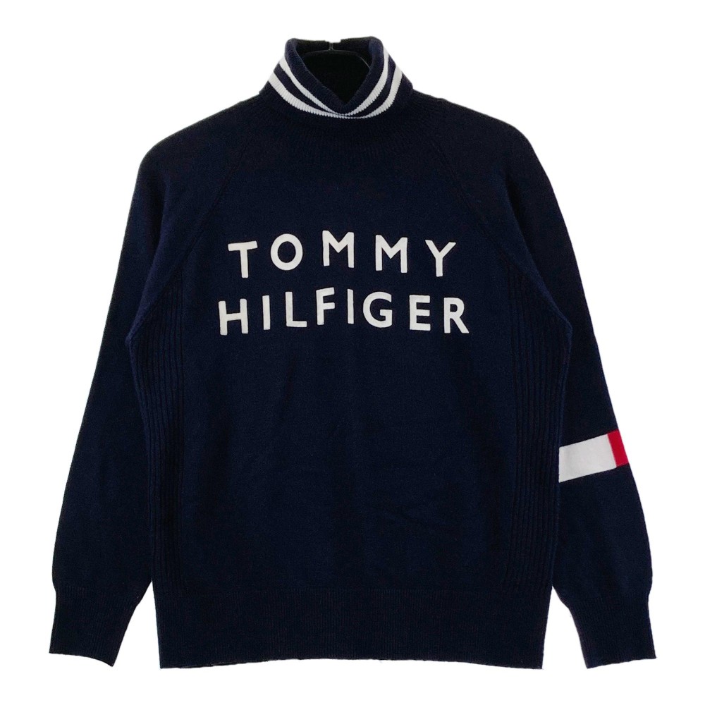 TOMMY HILFIGER GOLF トミー ヒルフィガーゴルフ タートルネックニットセーター ネイビー系 LL 【中古】ゴルフウェア レディース
