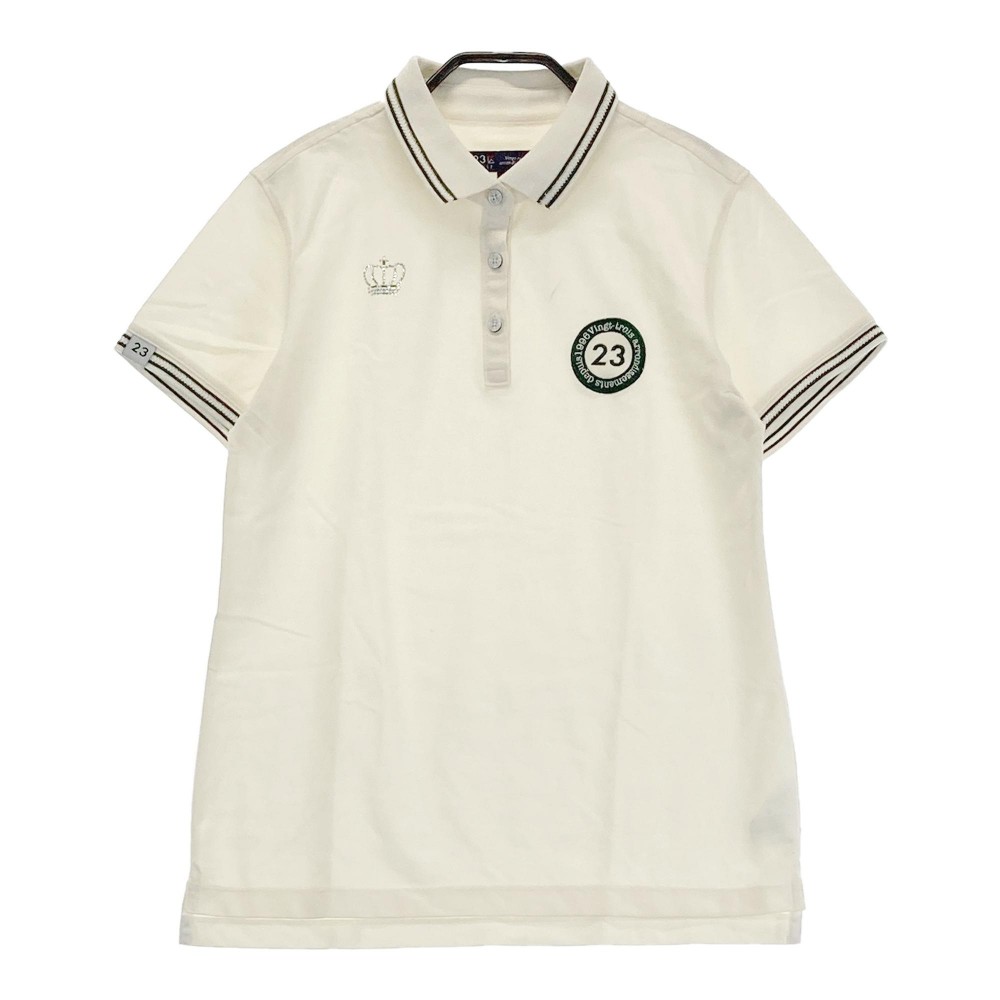 23区GOLF ニジュウサンクゴルフ 半袖ポロシャツ ホワイト系 2 【中古】ゴルフウェア レディース