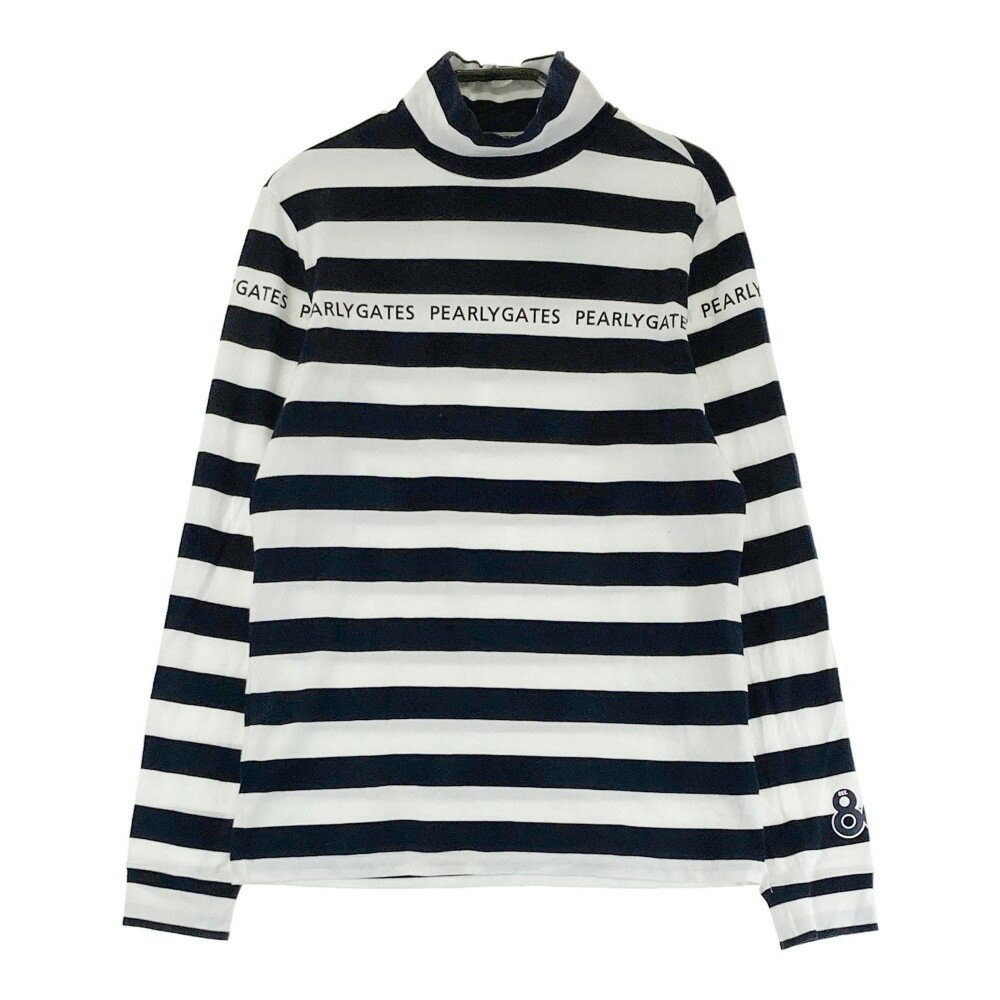 PEARLY GATES パーリーゲイツ ハイネック 長袖Tシャツ ボーダー柄 ホワイト系 0 【中古】ゴルフウェア ..
