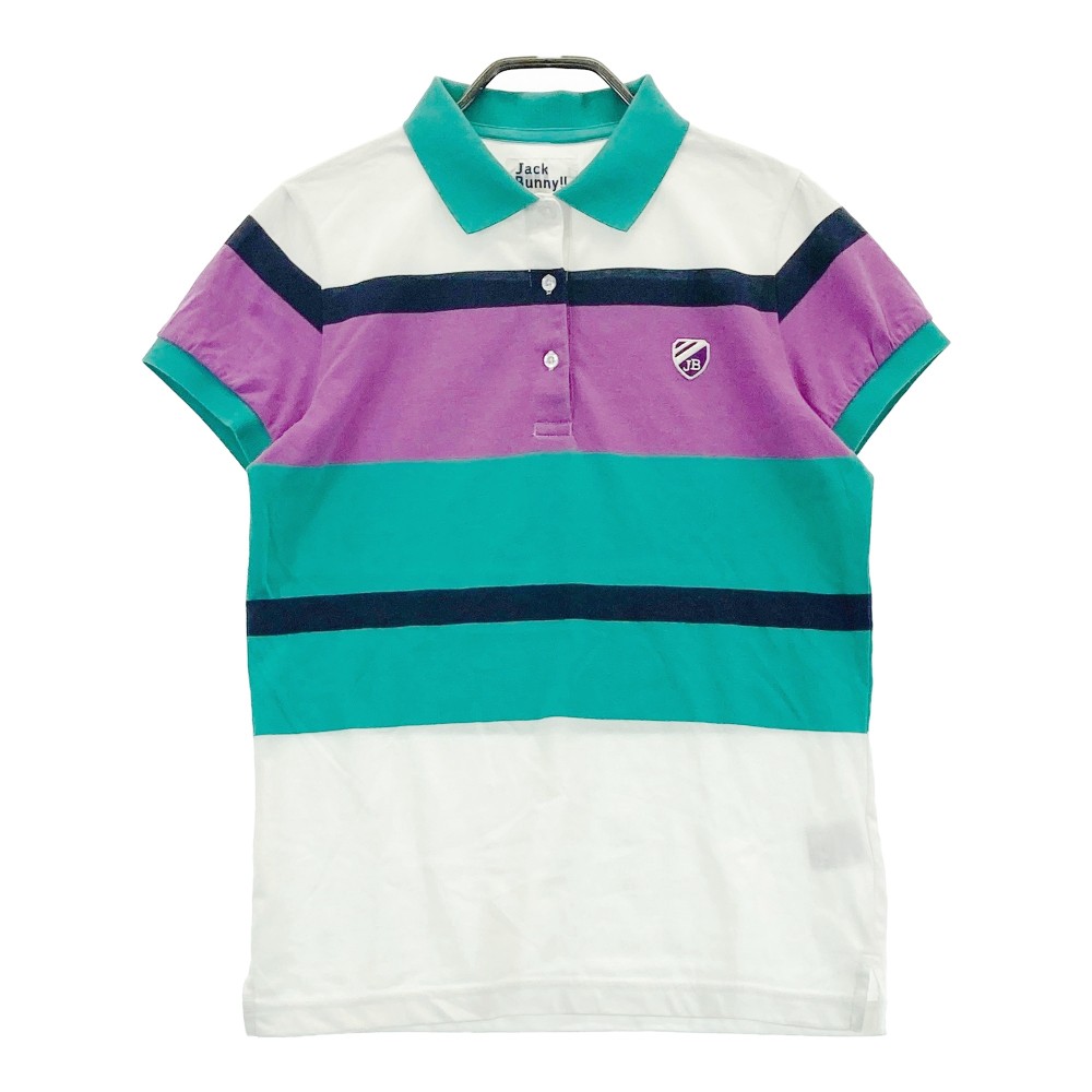 JACK BUNNY ジャックバニー 半袖ポロシャツ ボーダー柄 グリーン系 1 【中古】ゴルフウェア レディース