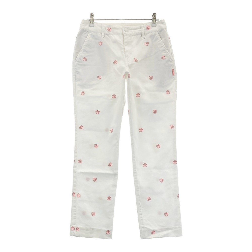 23区GOLF ニジュウサンクゴルフ ストレッチパンツ 総柄 ホワイト系 61 【中古】ゴルフウェア レディース