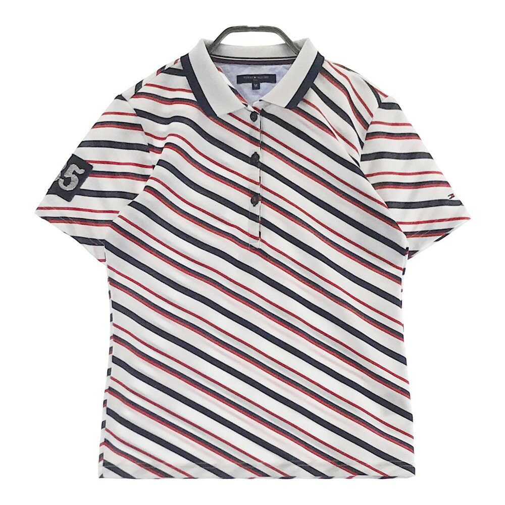 TOMMY HILFIGER GOLF トミー ヒルフィガーゴルフ 半袖ポロシャツ 総柄 ホワイト系 M 【中古】ゴルフウェア レディース