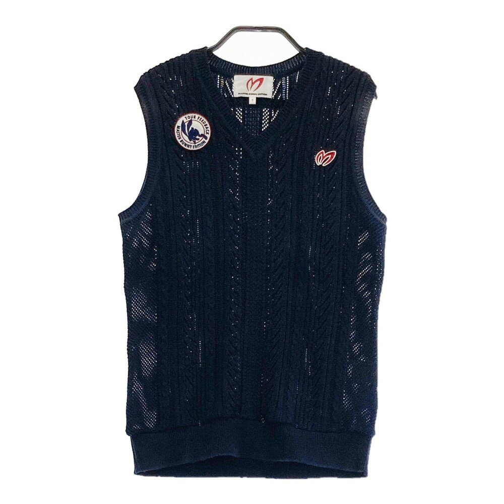 MASTER BUNNY EDITION マスターバニーエディション メッシュニットベスト 総柄 ネイビー系 1 【中古】ゴルフウェア レディース