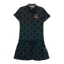 FILA GOLF フィラゴルフ 半袖ポロ ワンピース 総柄 ブラック系 L 【中古】ゴルフウェア レディース