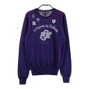 ZOY ゾーイ クルーネック長袖ニットセーター ワッペン パープル系 36 【中古】ゴルフウェア レディース