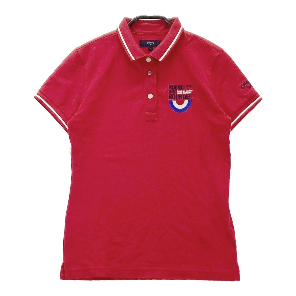 CALLAWAY キャロウェイ 半袖ポロシャツ ロゴ刺繍 レッド系 M 【中古】ゴルフウェア レディース