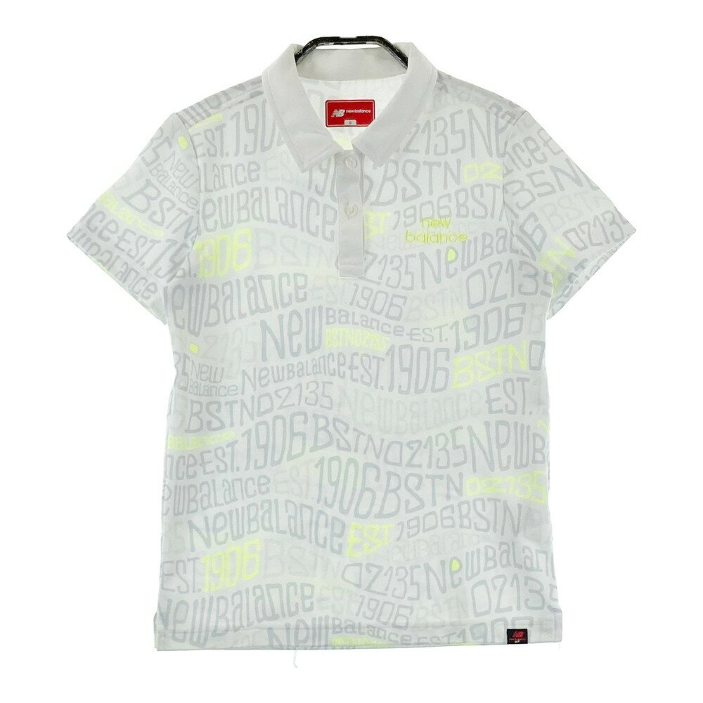 NEW BALANCE ニューバランス 2022年モデル 半袖ポロシャツ ロゴ 総柄 ホワイト系 0 【中古】ゴルフウェア レディース