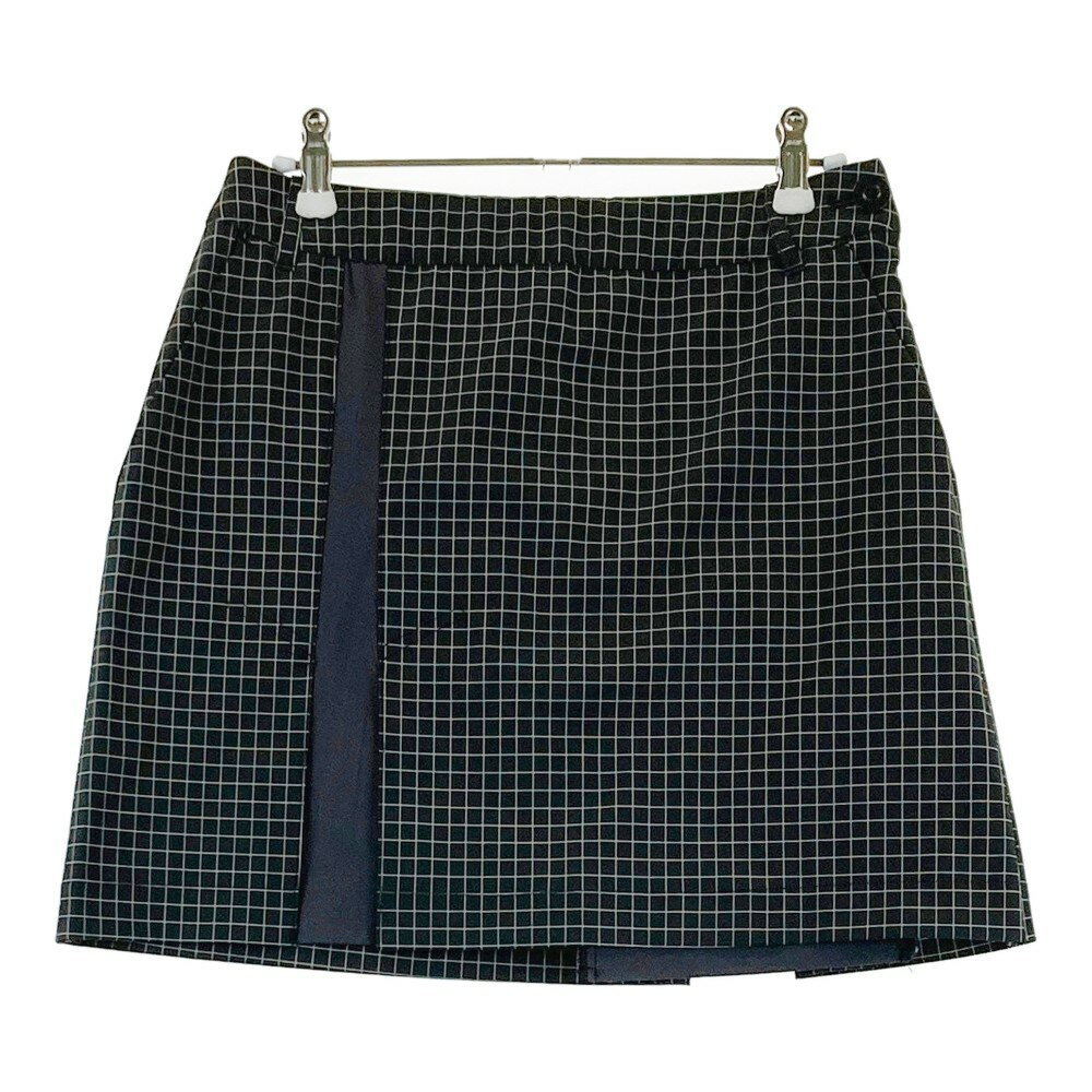 BLACK&WHITE ブラックアンドホワイト ストレッチスカート 格子柄 ブラック系 M 【中古】ゴルフウェア レディース