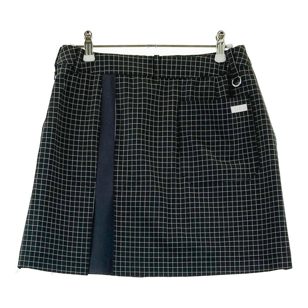 BLACK&WHITE ブラックアンドホワイト ストレッチスカート 格子柄 ブラック系 M 【中古】ゴルフウェア レディース