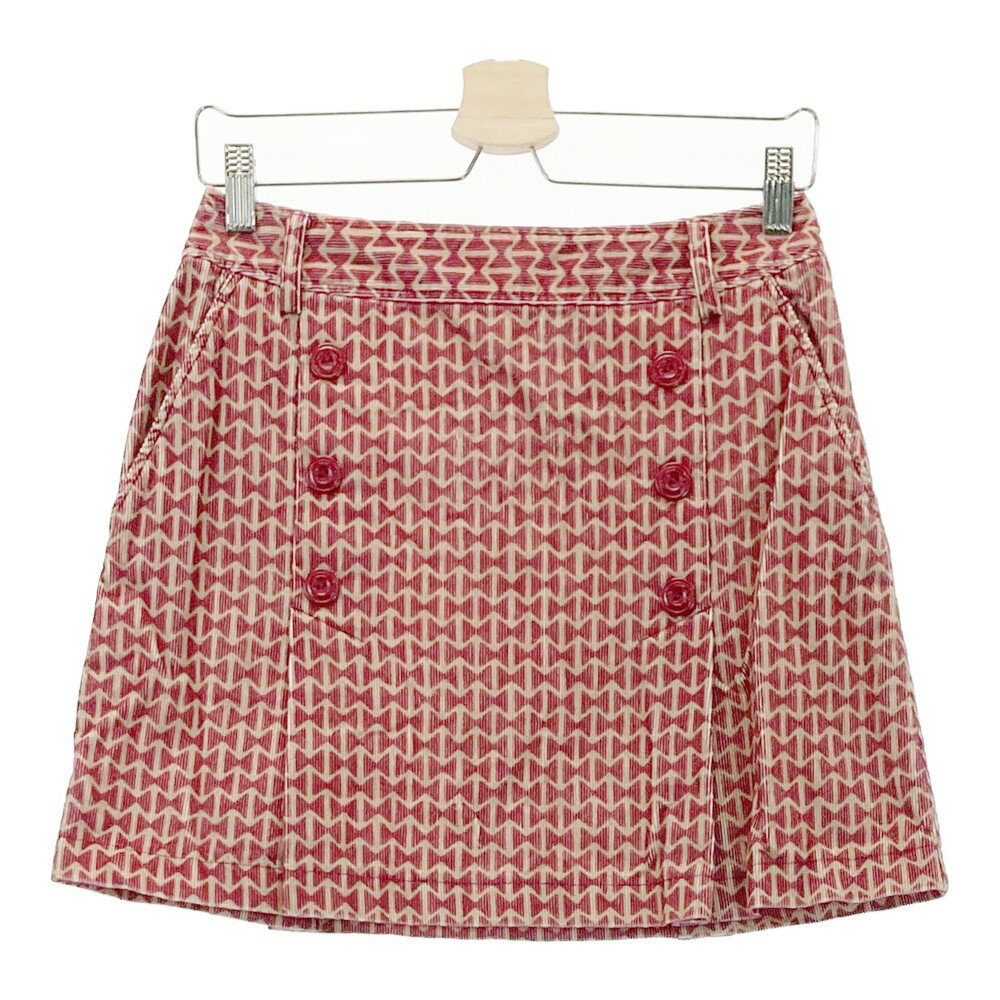 CALLAWAY SELECT キャロウェイ セレクト コーデュロイスカート リボン総柄 レッド系 M 【中古】ゴルフ..