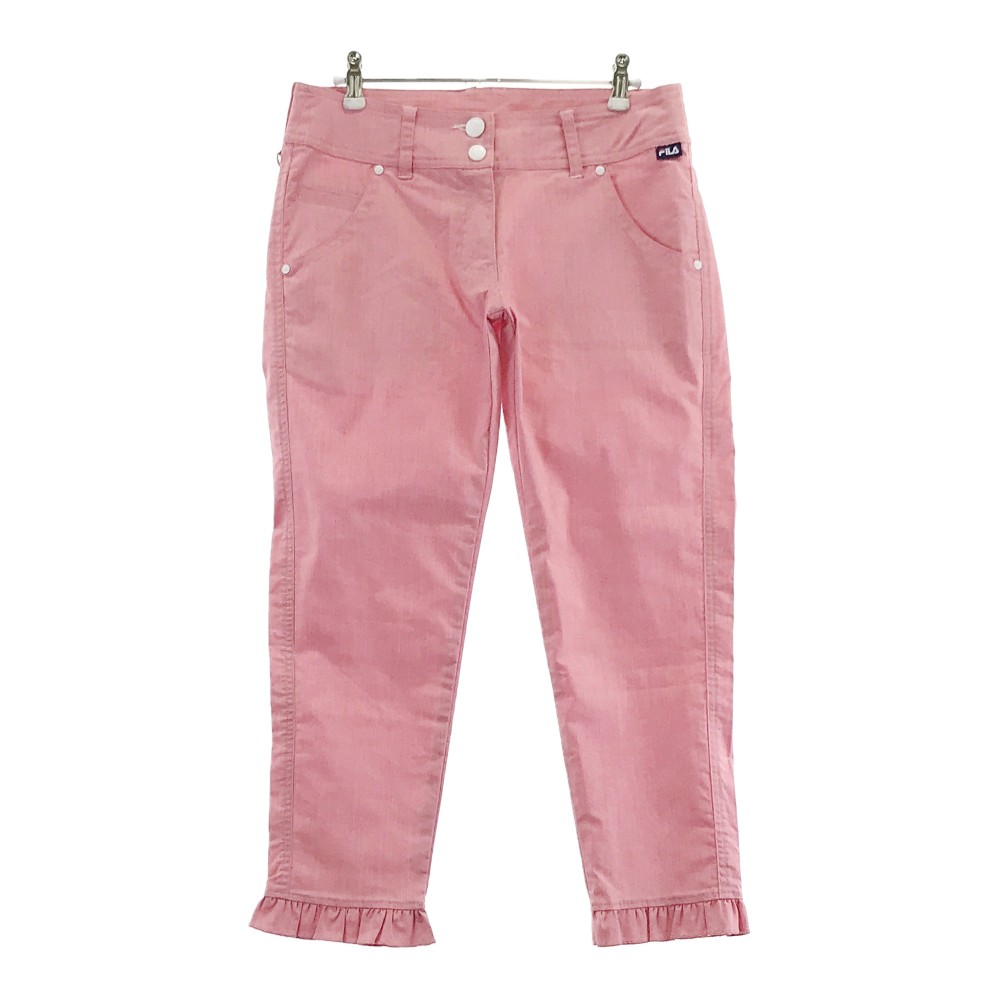 FILA GOLF フィラゴルフ 裾フリル ストレッチパンツ ピンク系 L 【中古】ゴルフウェア レディース