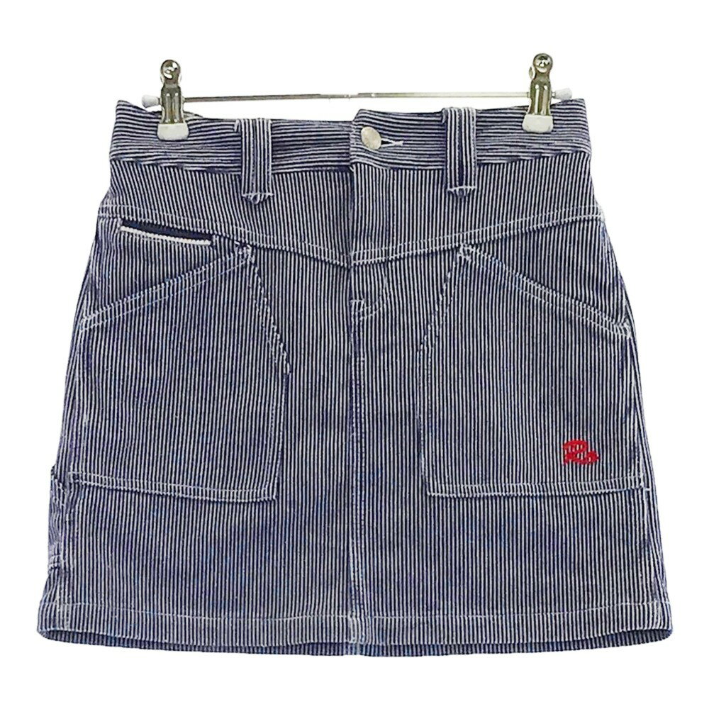 ROSASEN ロサーセン ストレッチスカート ストライプ柄 ネイビー系 39 【中古】ゴルフウェア レディース