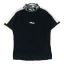 FILA GOLF フィラゴルフ ハイネック 半袖ニットセーター ロゴジャガード 総柄 ブラック系 M 【中古】ゴルフウェア レディース