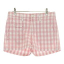PEARLY GATES パーリーゲイツ ショートパンツ イチゴワッペン チェック柄 ピンク系 1 【中古】ゴルフウェア レディース