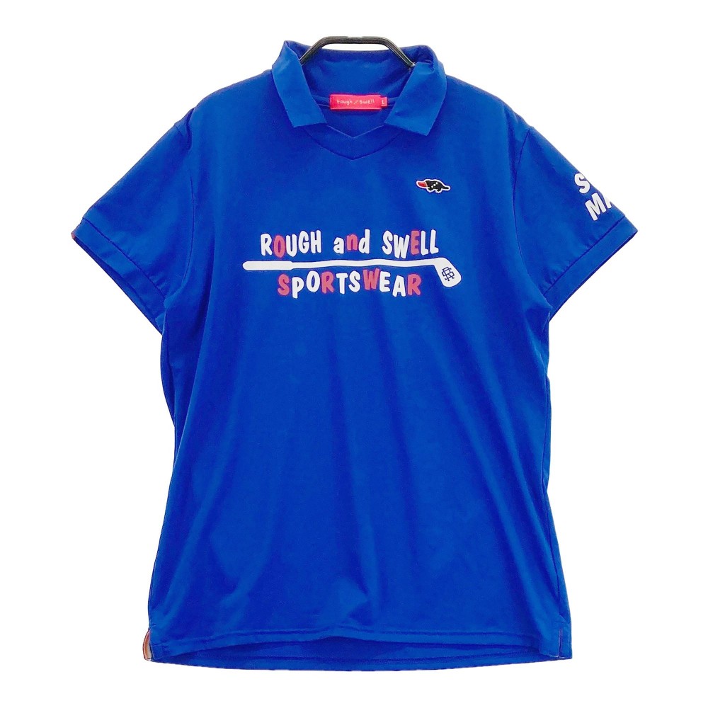 ROUGH&SWELL ラフアンドスウェル RSL-22006 襟付き 半袖Tシャツ ロゴ ブルー系 L 【中古】ゴルフウェア レディース
