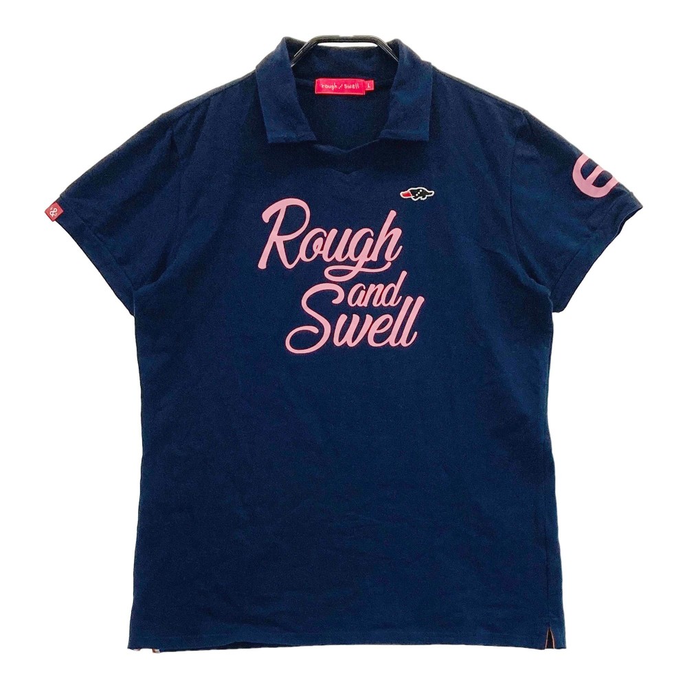 ROUGH&SWELL ラフアンドスウェル RSL-210011 襟付き 半袖Tシャツ ロゴ ネイビー系 L 【中古】ゴルフウ..