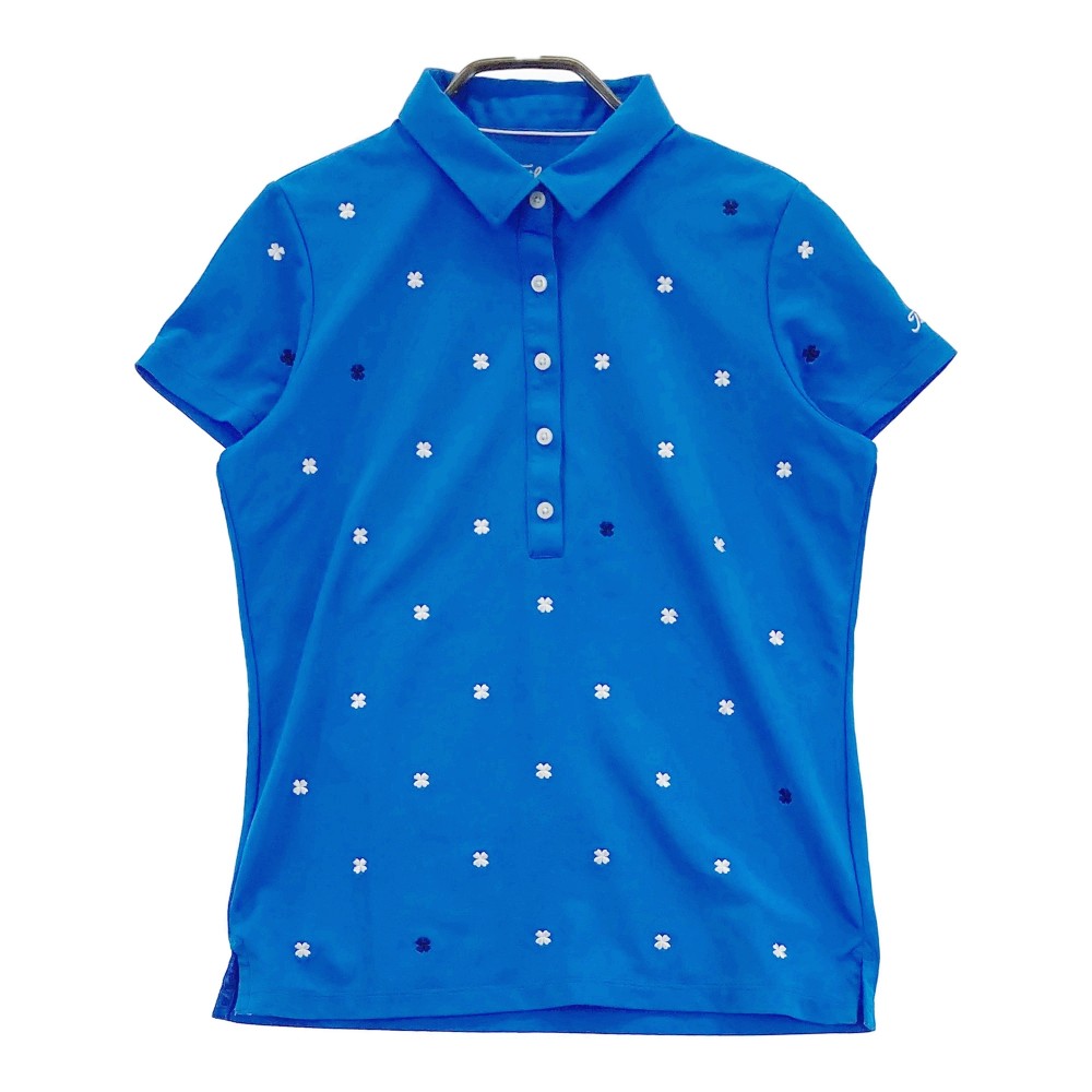TITLEIST タイトリスト 半袖ポロシャツ 刺繍 総柄 ブルー系 M 【中古】ゴルフウェア レディース