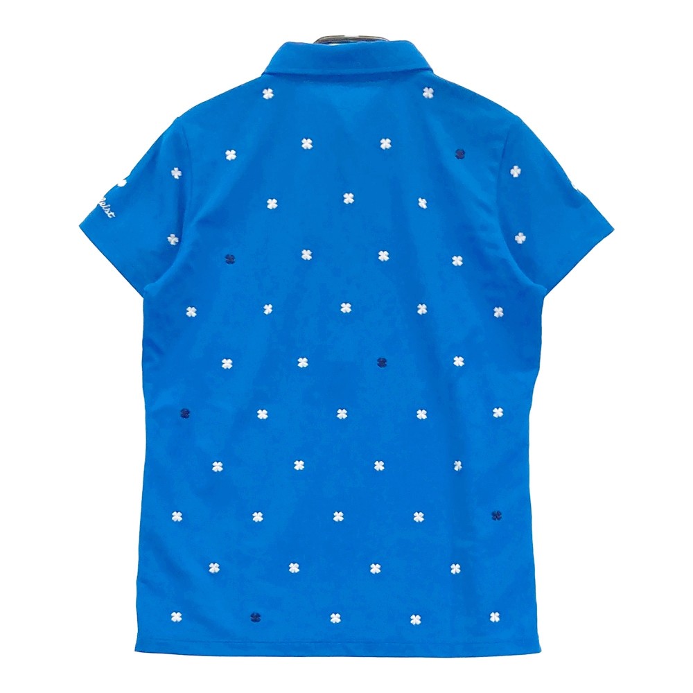 TITLEIST タイトリスト 半袖ポロシャツ 刺繍 総柄 ブルー系 M 【中古】ゴルフウェア レディース