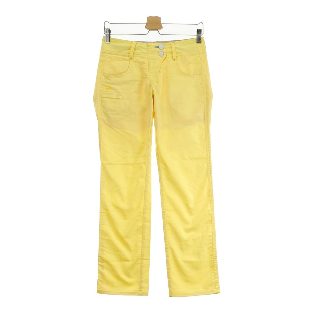 FILA GOLF フィラゴルフ ストレッチパンツ ヘリンボーン柄 イエロー系 M 【中古】ゴルフウェア レディース