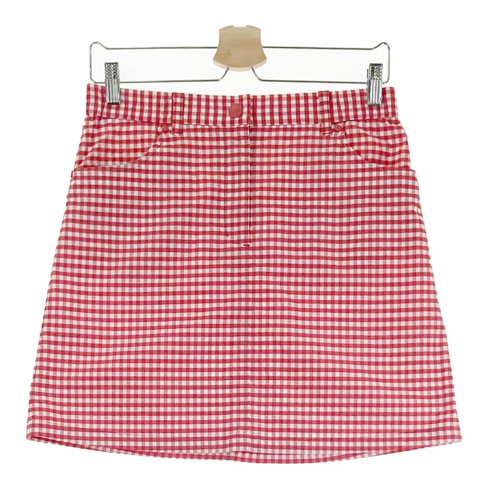 23区GOLF ニジュウサンクゴルフ 裏地付きストレッチスカート チェック柄 レッド系 2 【中古】ゴルフウ..