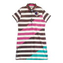 MUNSING WEAR マンシングウェア SL7845 半袖 ポロ ワンピース ボーダー柄 ピンク系 L 【中古】ゴルフウェア レディース その1