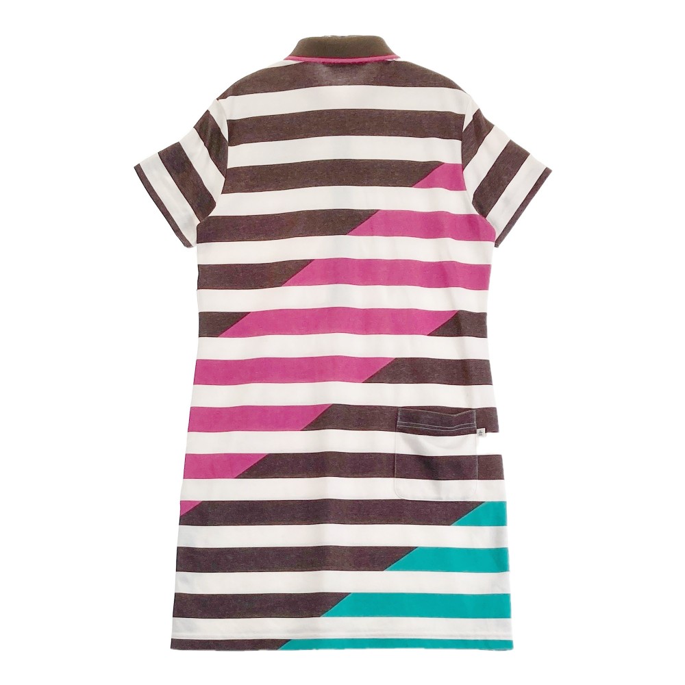 MUNSING WEAR マンシングウェア SL7845 半袖 ポロ ワンピース ボーダー柄 ピンク系 L 【中古】ゴルフウェア レディース