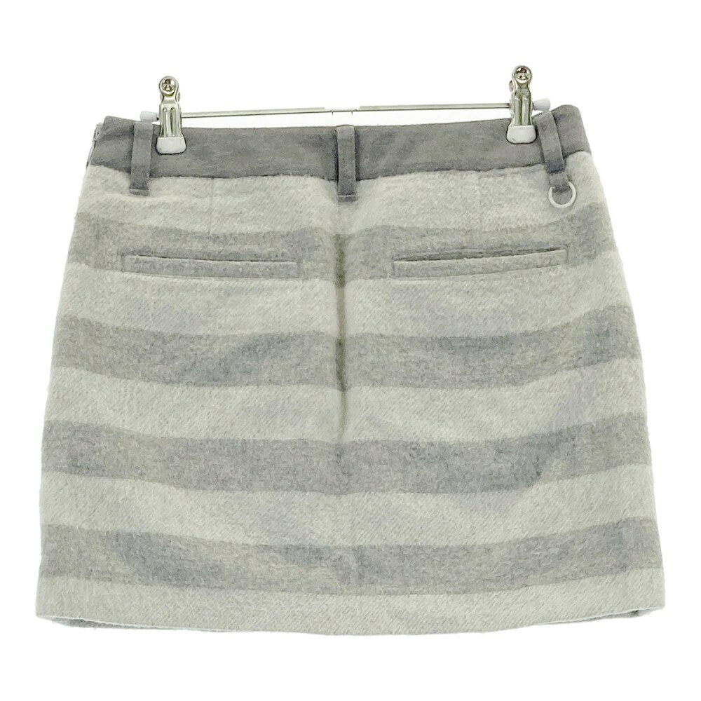 23区GOLF ニジュウサンクゴルフ 裏地付 スカート ボーダー柄 グレー系 61 【中古】ゴルフウェア レディース