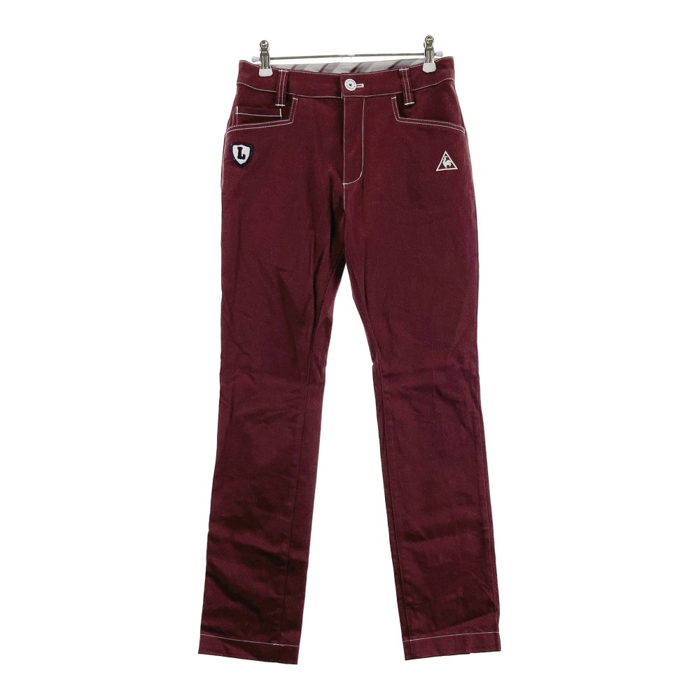 LECOQ GOLF ルコックゴルフ ストレッチパンツ ワッペン レッド系 7 【中古】ゴルフウェア レディース