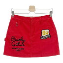 PEARLY GATES パーリーゲイツ 25周年 ストレッチスカート ワッペン レッド系 0 【中古】ゴルフウェア レディース