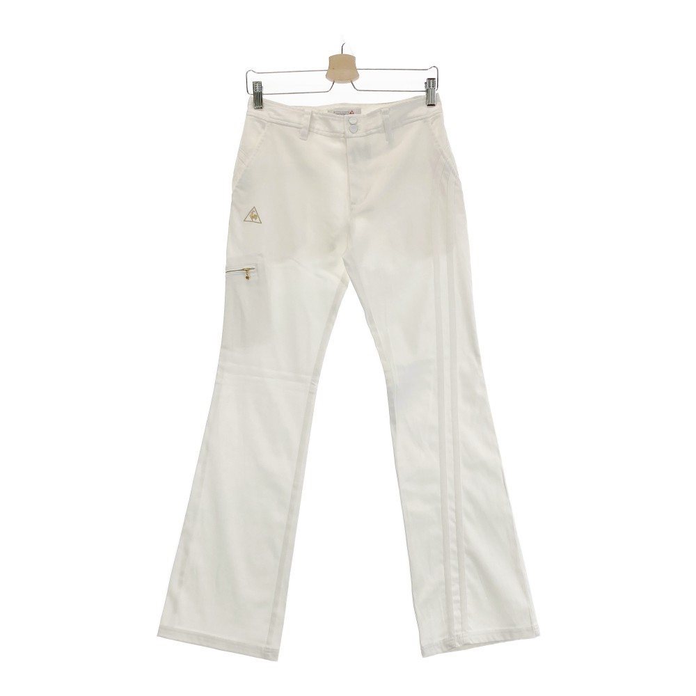 LECOQ GOLF ルコックゴルフ ストレッチパンツ ワッペン ホワイト系 9 【中古】ゴルフウェア レディース