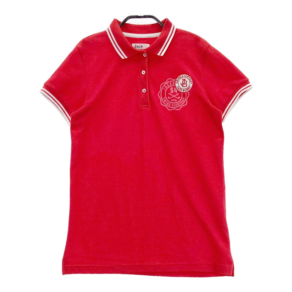 JACK BUNNY ジャックバニー 半袖ポロシャツ レッド系 2 【中古】ゴルフウェア レディース